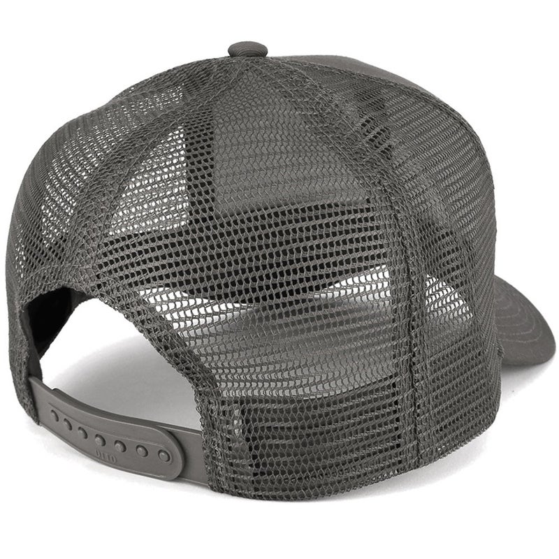 Armycrew XXL Oversize High Crown Adjustable Plain Mesh Back Trucker Baseball Cap - Charcoal Grey - Image 3